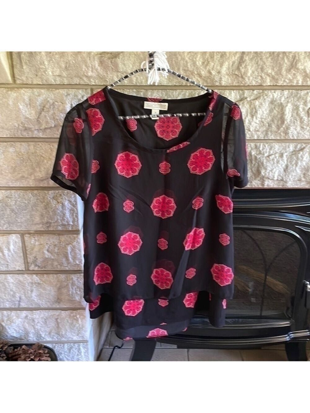 *5 for $45* Dana Buchman Mandala Sheer Overlay Top Small